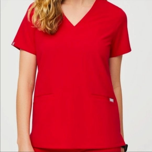 FIGS Pop Red Casma Scrub Top - Picture 1 of 2